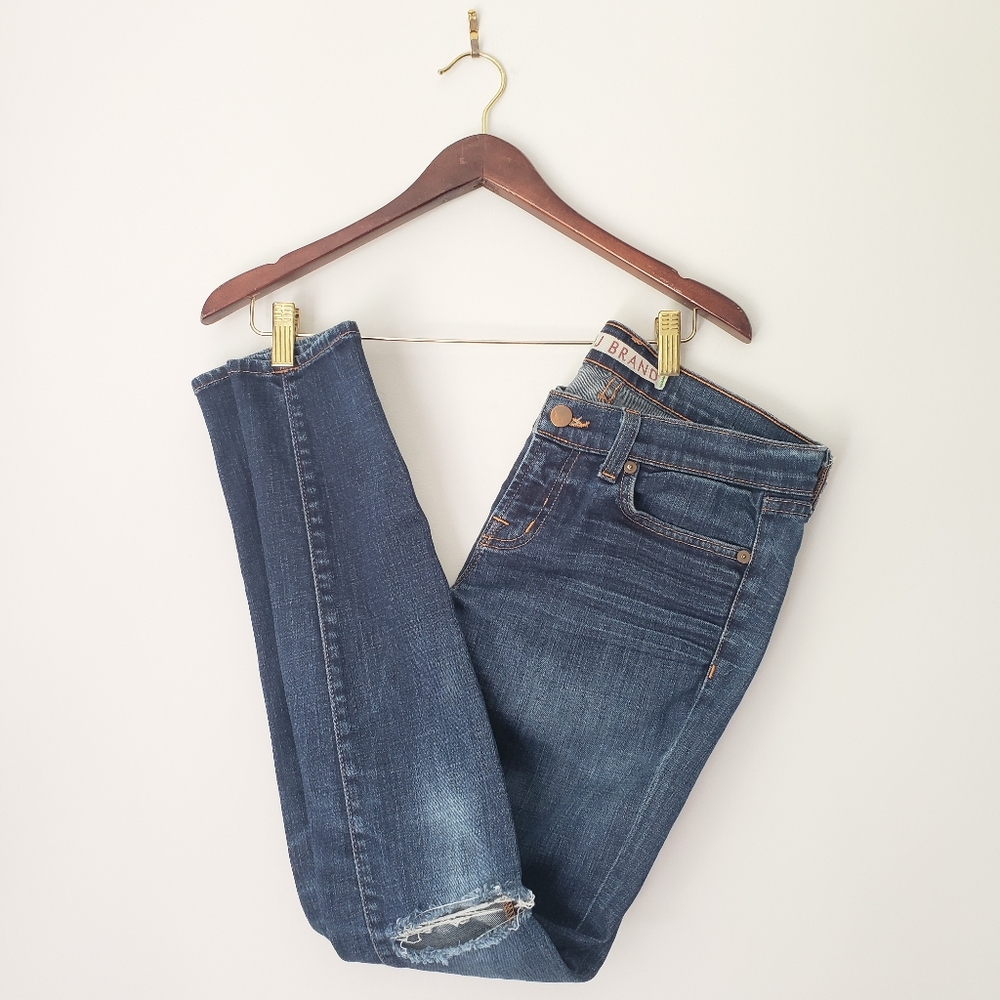 J Brand Skinny Leg Jeans Frayed Knee 910 Ink 26